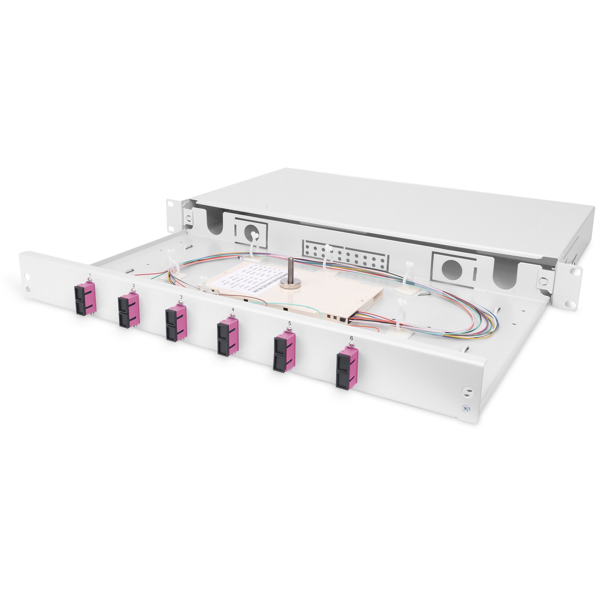 DIGITUS LWL Spleißbox 1HE bestückt 6x SC DX OM4 grau