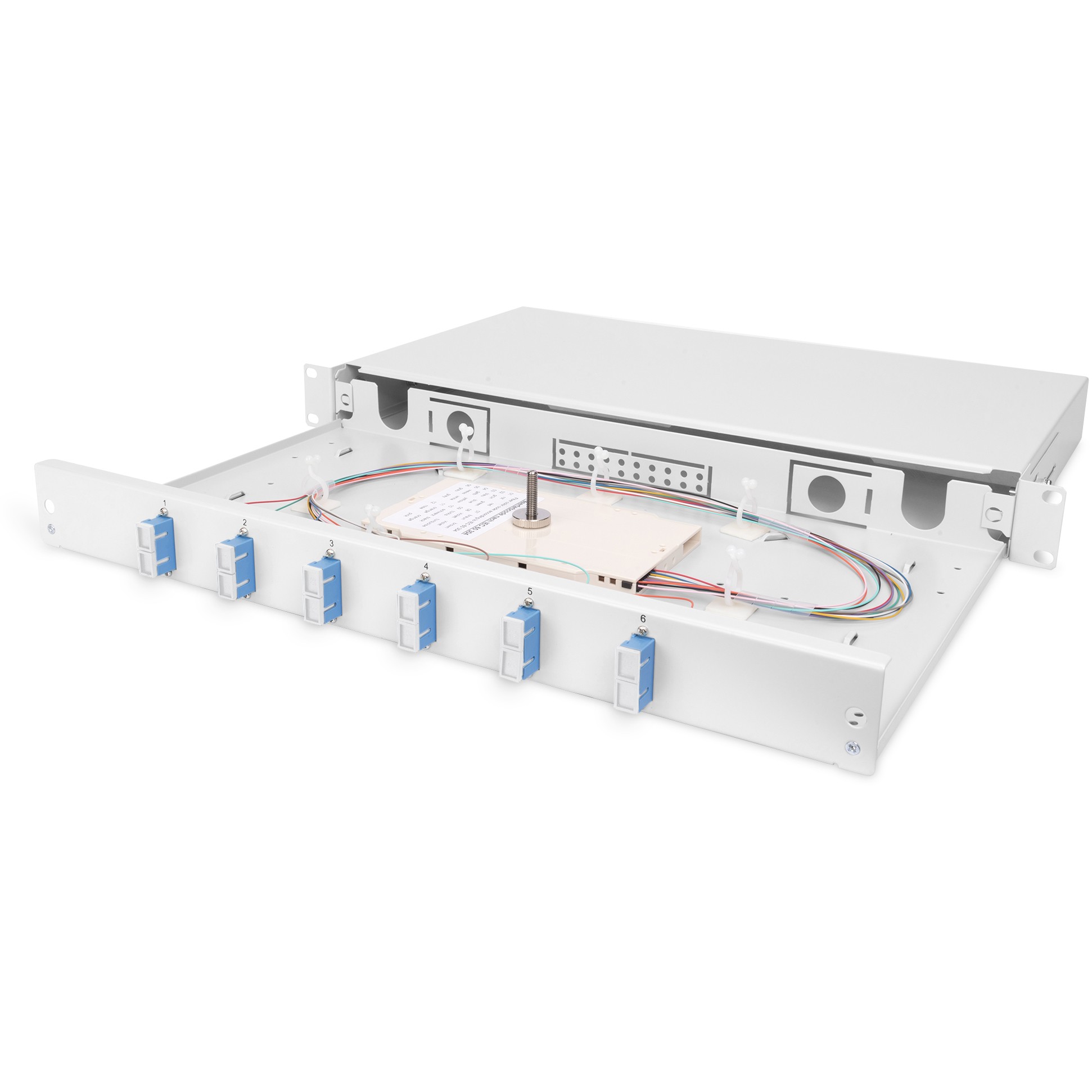 DIGITUS LWL Spleißbox 1HE bestückt 6x SC DX OS2 grau