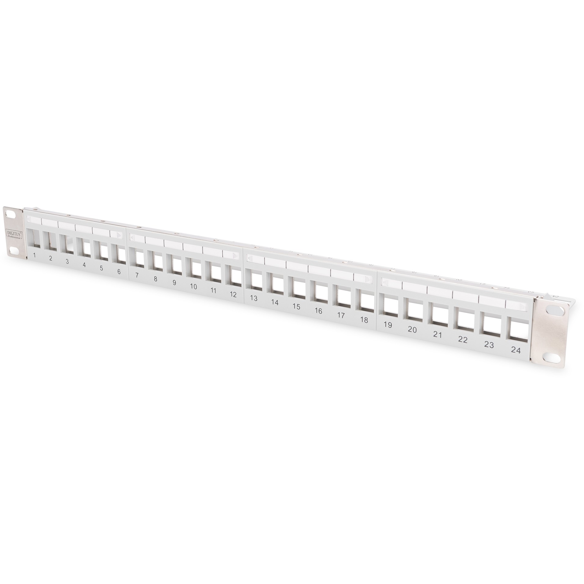 DIGITUS Patchpanel 1HE 24-Port Rackmount Modular grau transp