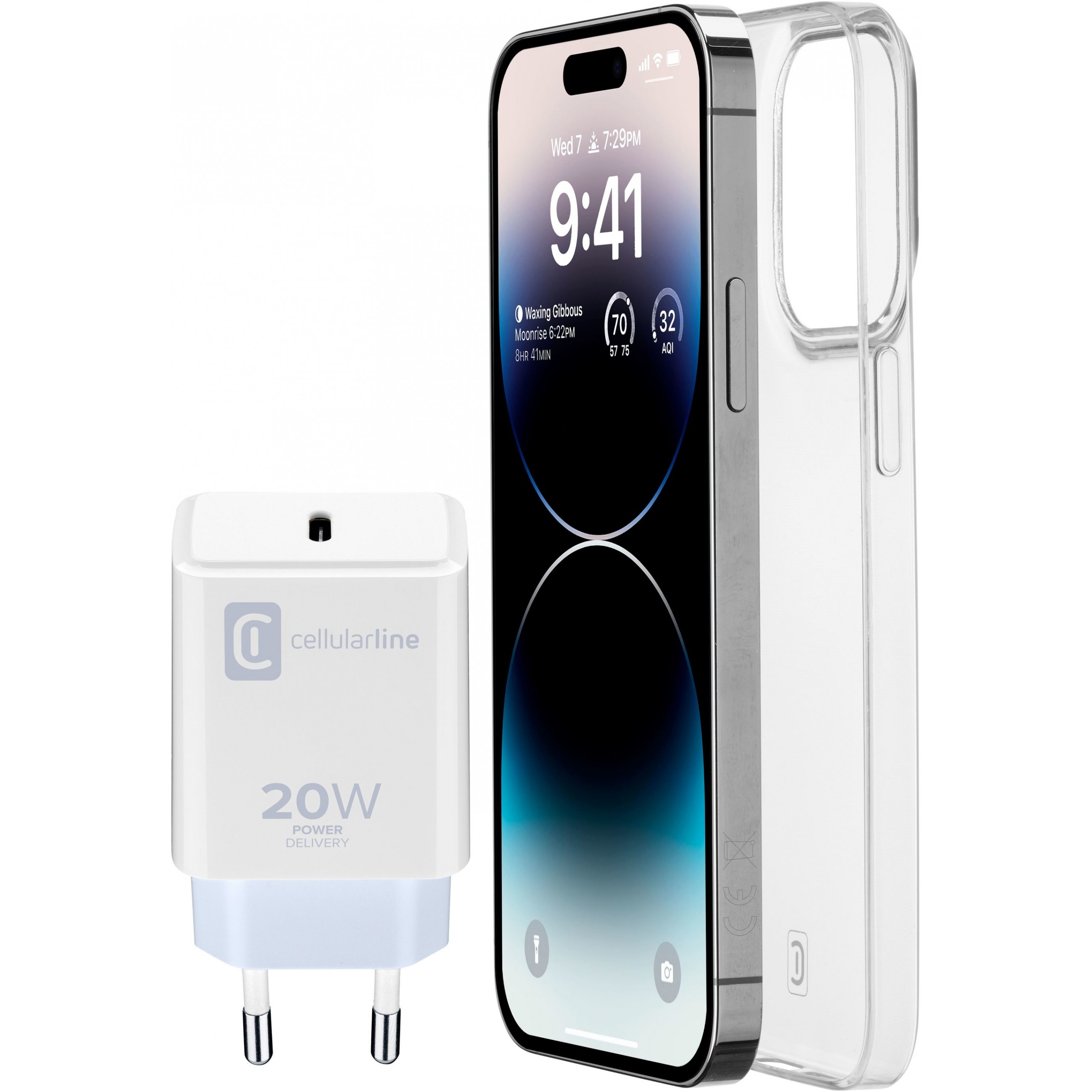 Cellularline Starter Kit Charger+Case f. iPhone 14 Pro Max