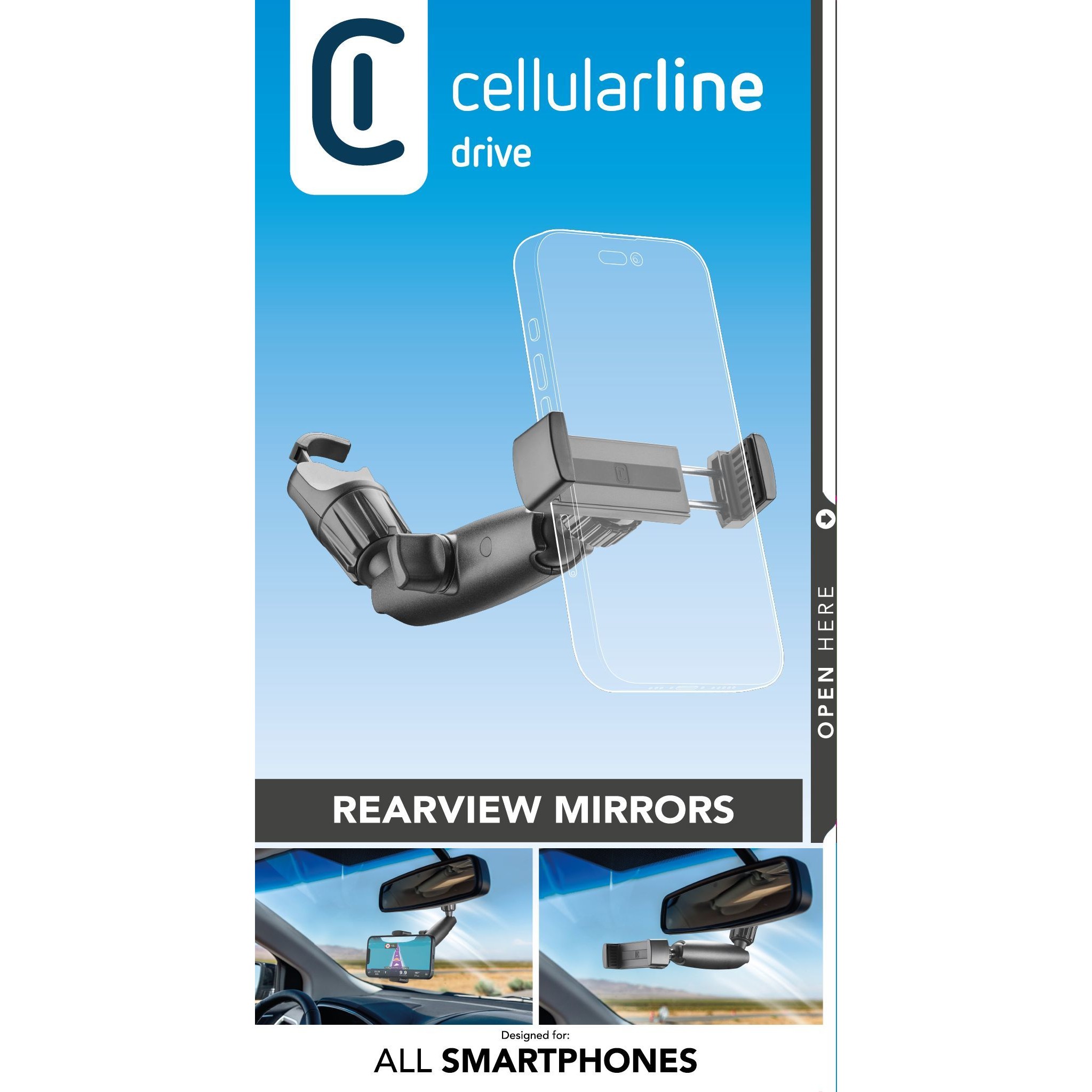Cellularline Spin Mirror Car Holder Black