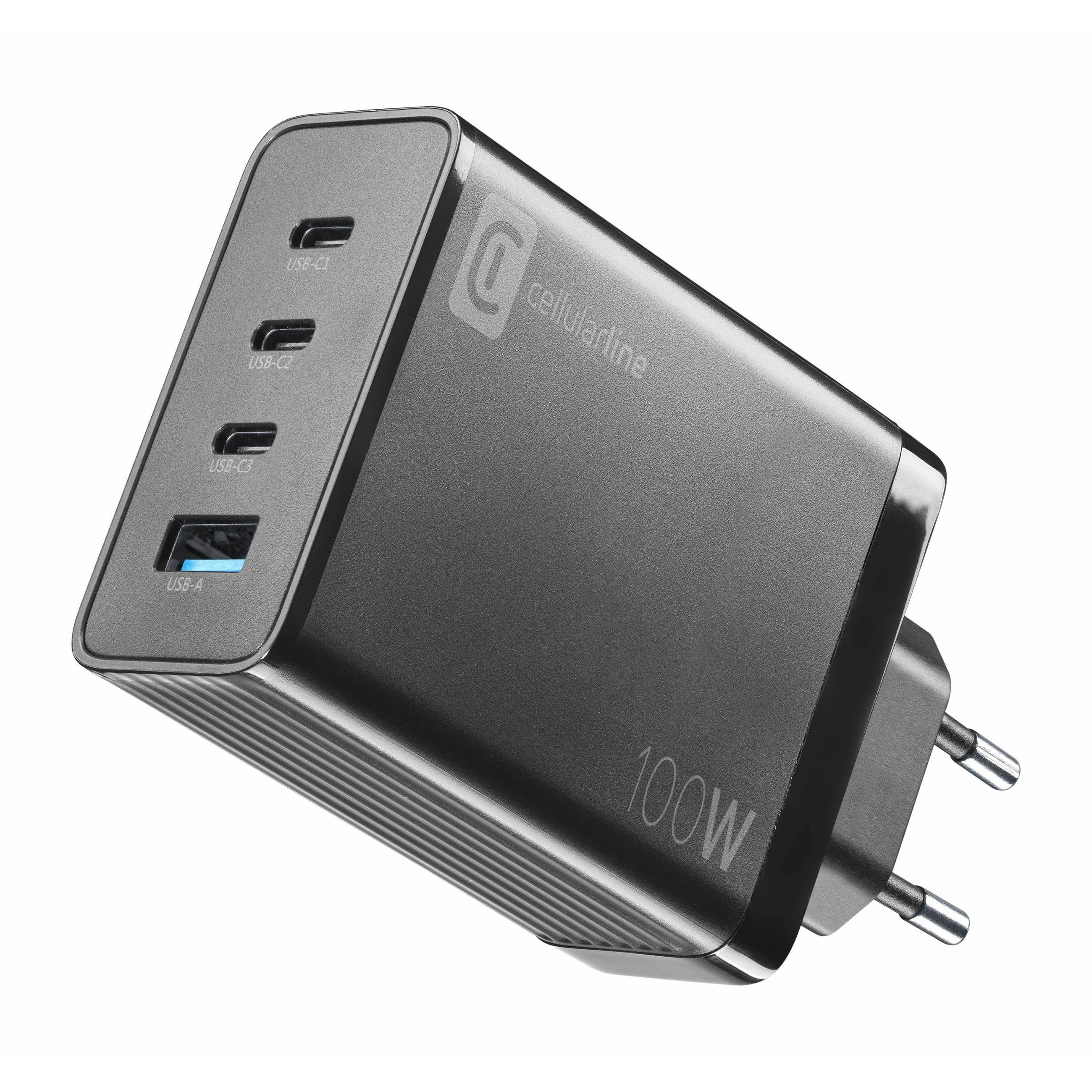 Cellularline Multipower Nano 100W Reiselader 4 Port GaN Black