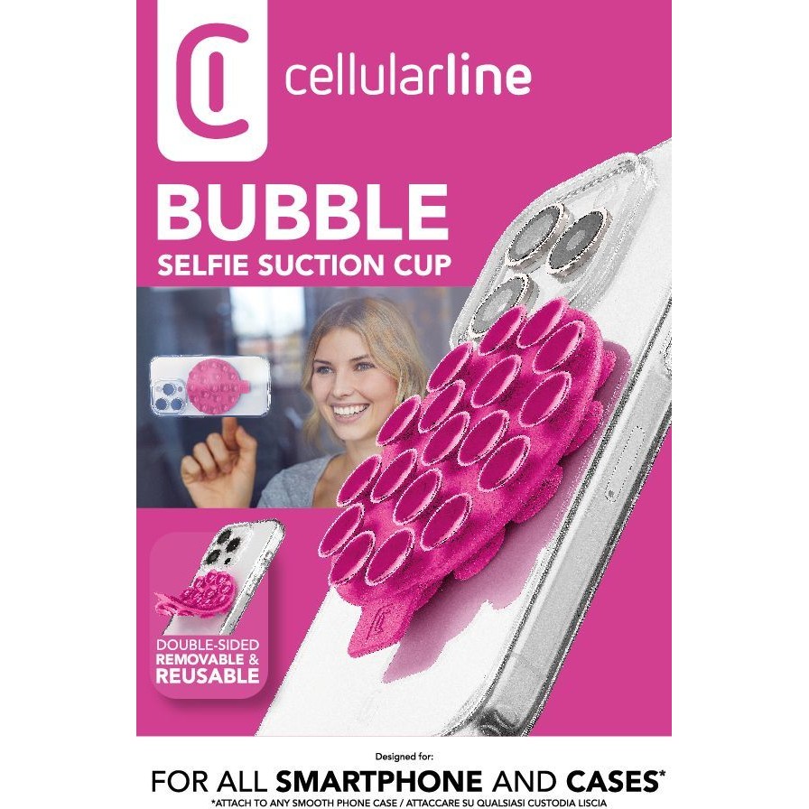 Cellularline Bubble Selfie Saugnapfhalter Pink