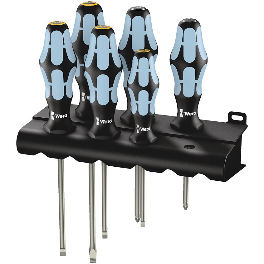 Wera 3334/3355/6 Schraubendrehersatz. Edelstahl + Rack