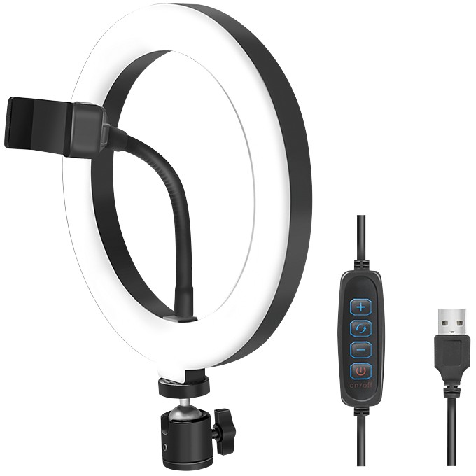Logilink Smartphone-Ringlicht. DM 20cm. 1.8m Kabel