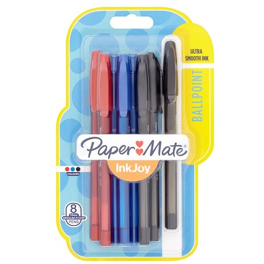 PAPER MATE Kugelschreiber InkJoy 100 Kappe 8St. M S/B/R/G