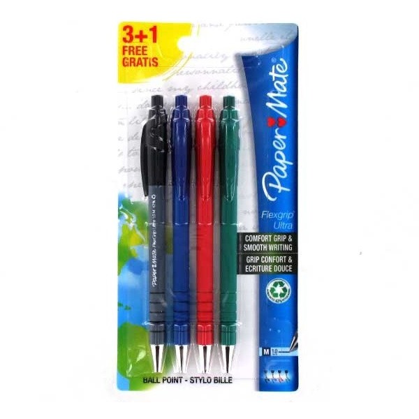 PAPER MATE Kugelschreiber Flexgrip Ultra RT M 3+1 S/B/R 4er Blister