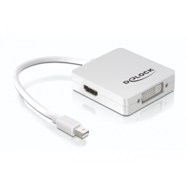 DELOCK Adapter mini Displayport 1.1 Stecker > Displayport / HDMI / DVI Buchse Passiv weiss