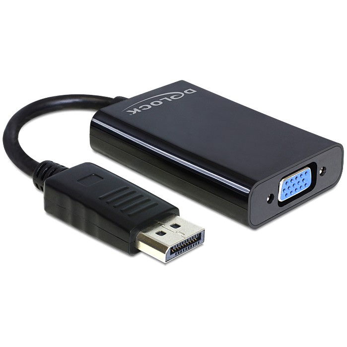 DELOCK Adapterkabel DisplayPort 1.1 Stecker > VGA Buchse + Audio 21cm schwarz