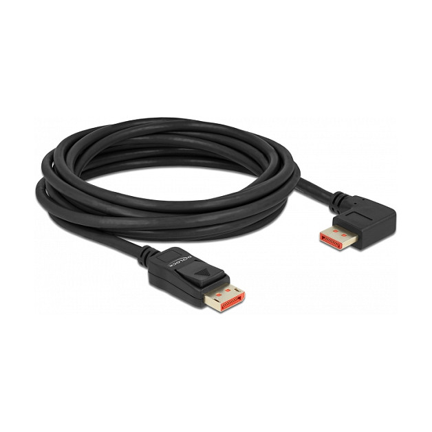 DELOCK DisplayPort Kabel Stecker gerade zu Stecker 90 rechts gewinkelt 8K 60 Hz 5 m