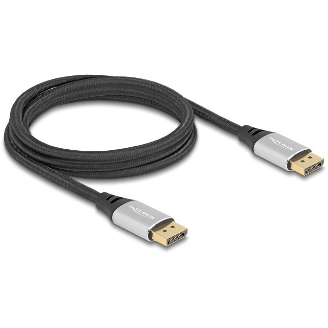 DELOCK DisplayPort Kabel 16K 60 Hz 2m silber Metall