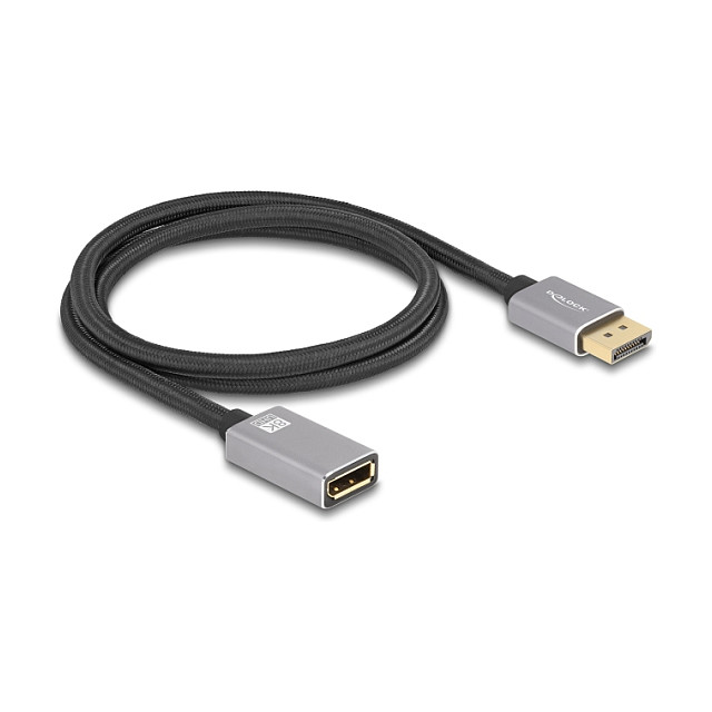 DELOCK DisplayPort Verlngerungskabel 8K 60 Hz 1 m grau Metall ohne Einrastfunktion