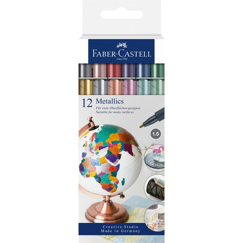 FABER-CASTELL Marker Metallics 12er Kartonetui