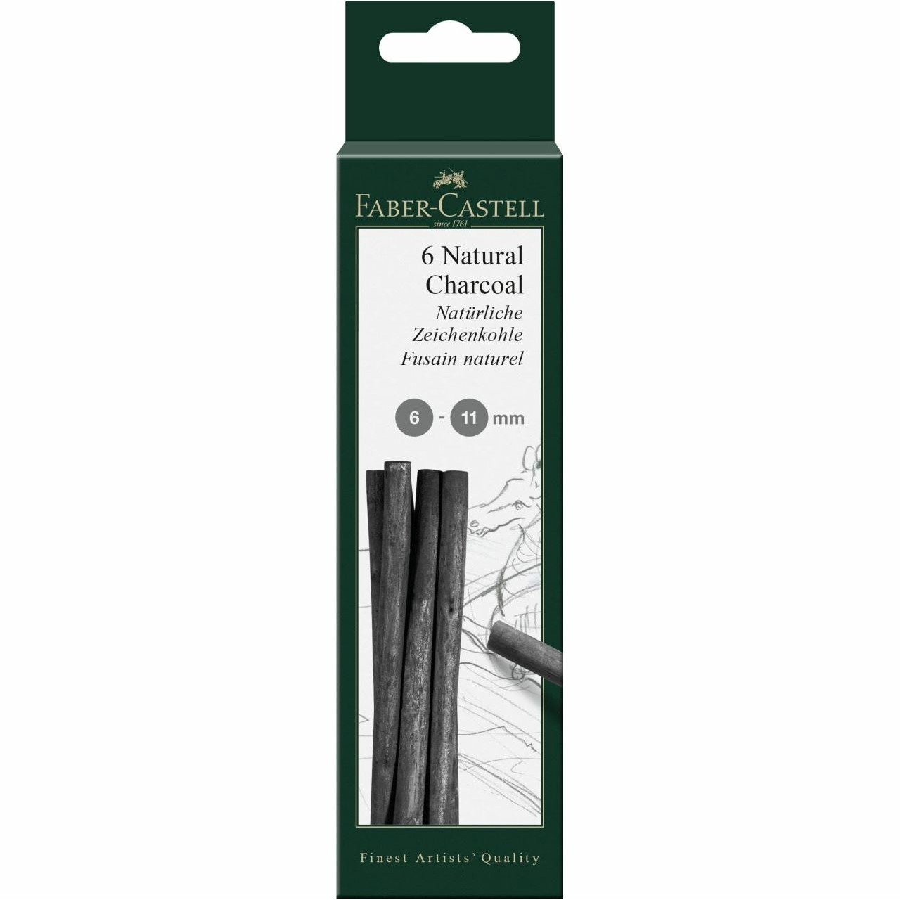 FABER-CASTELL Zeichenkohle natürlich Pitt 6-11mm in BK