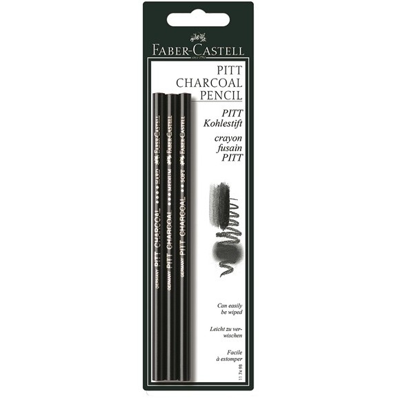 FABER-CASTELL Kohlestift Pitt fettfrei schwarz 3 in BK