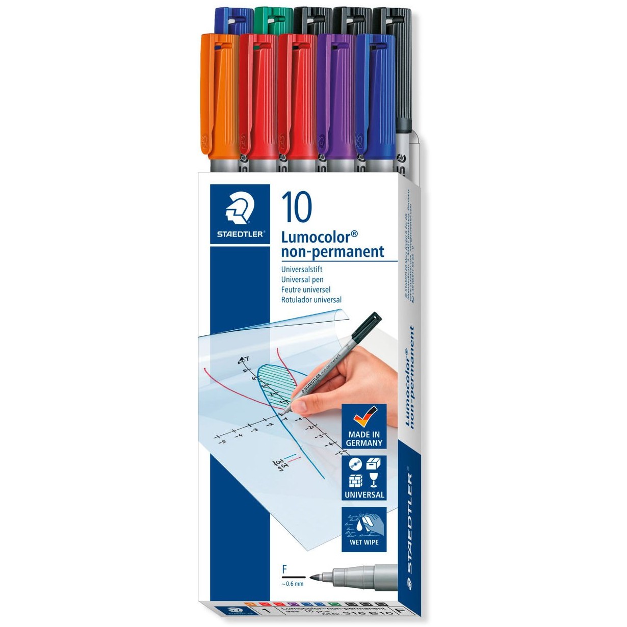 STAEDTLER Universalstift Lumocolor F non-perm 10St.Faltschac