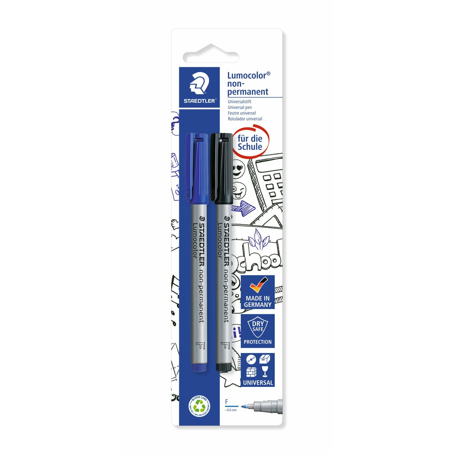 STAEDTLER Folienstift Lumocolor F nonperm 2St