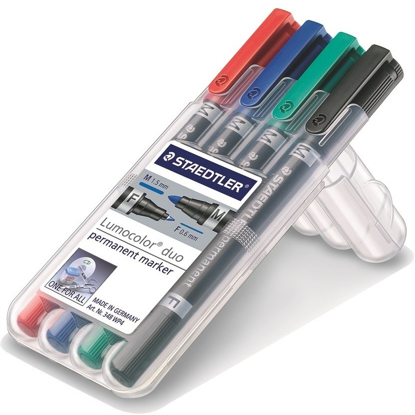 STAEDTLER Perm.Marker Lumocolor duo 4St Box