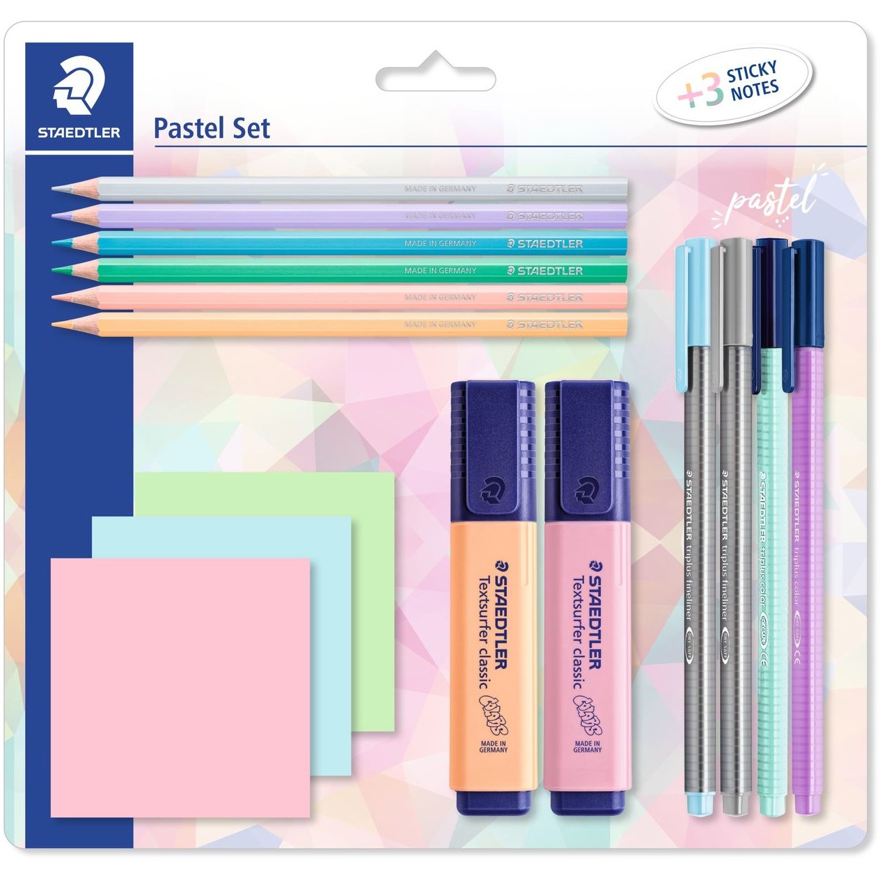 STAEDTLER Schreibset 15-teilig Pastell inkl. Notizblöcke