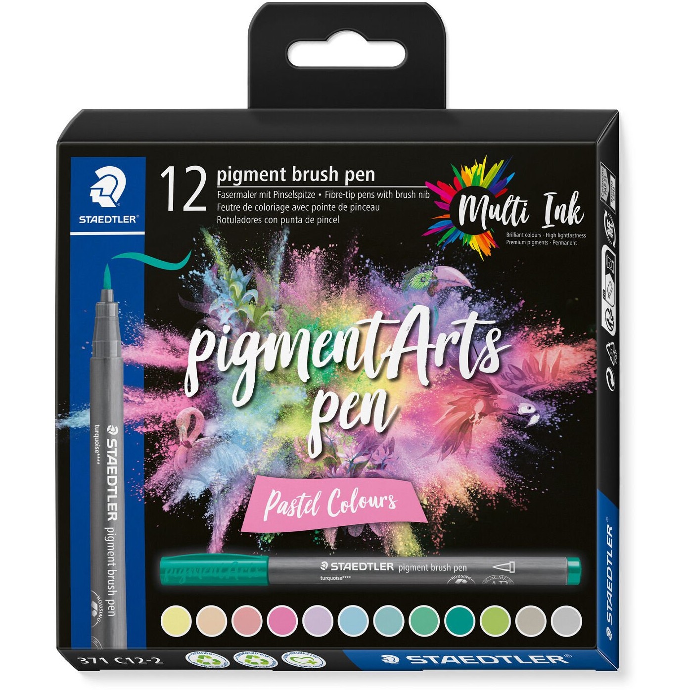 STAEDTLER MultiInk Pigment Arts brush pen 12er-Set Pastel retail