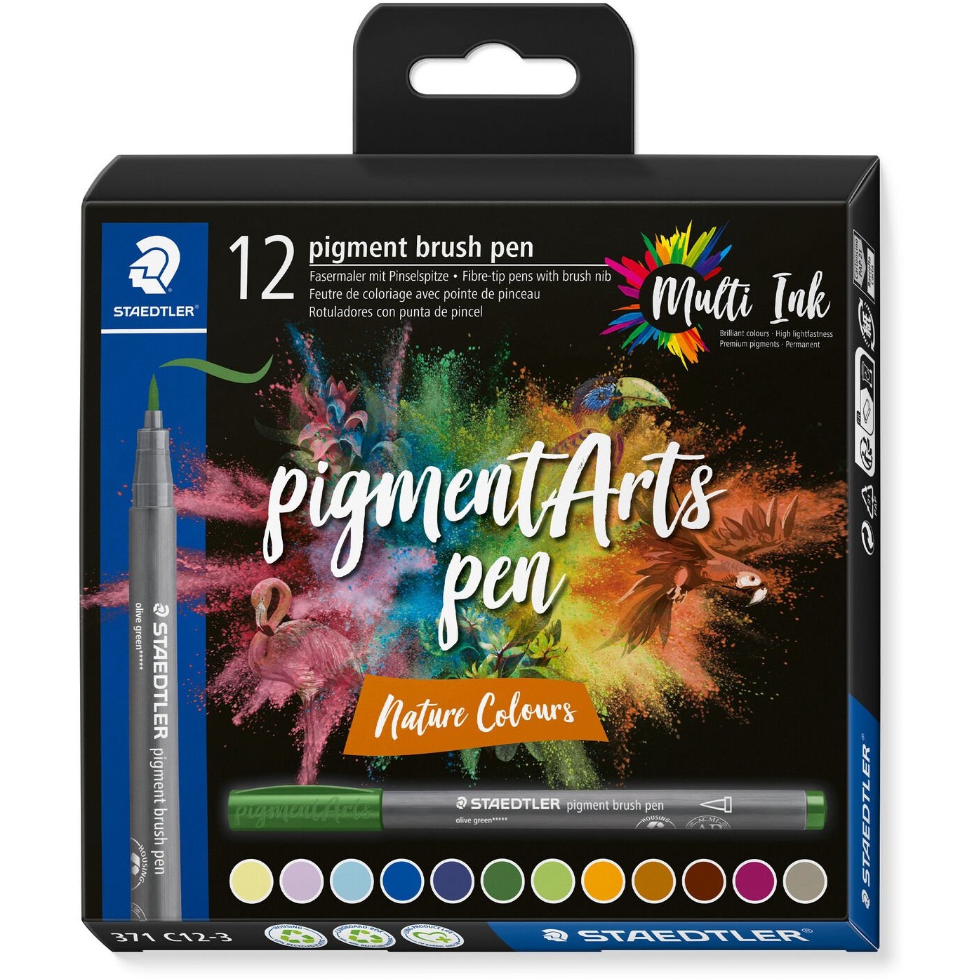 STAEDTLER MultiInk Pigment Arts brush pen 12er-Set Nature retail