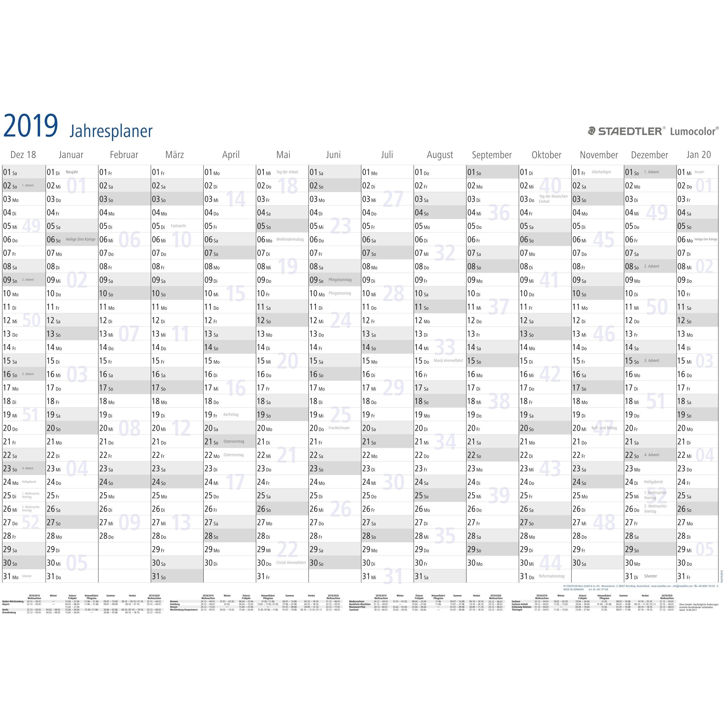 STAEDTLER Jahresplaner Lumocolor year planner 2026 A1 Format