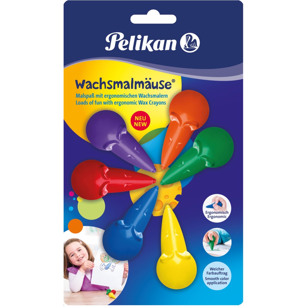 Pelikan Wachsmalmäuse farbig sortiert 6er Blister