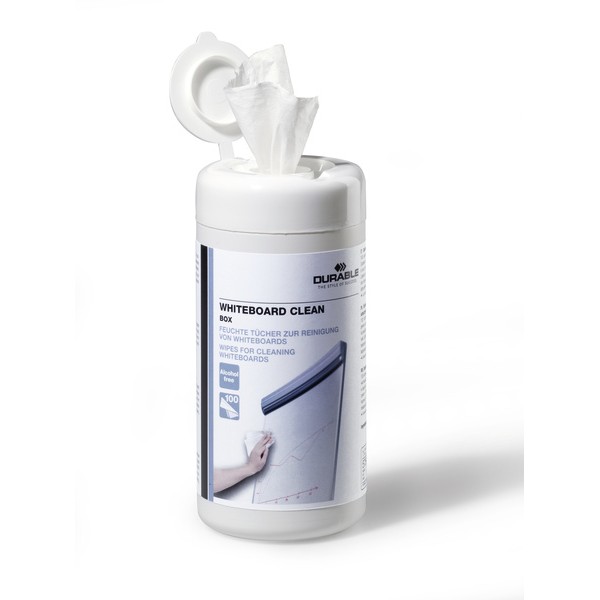 DURABLE Whiteboard Clean Reinigungstücher Box a 100 St weiß