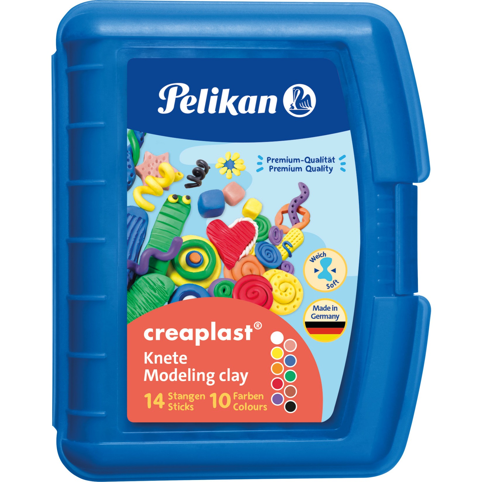 Pelikan Kinderknete Creaplast 10 Farben im blauen Etui. 240g