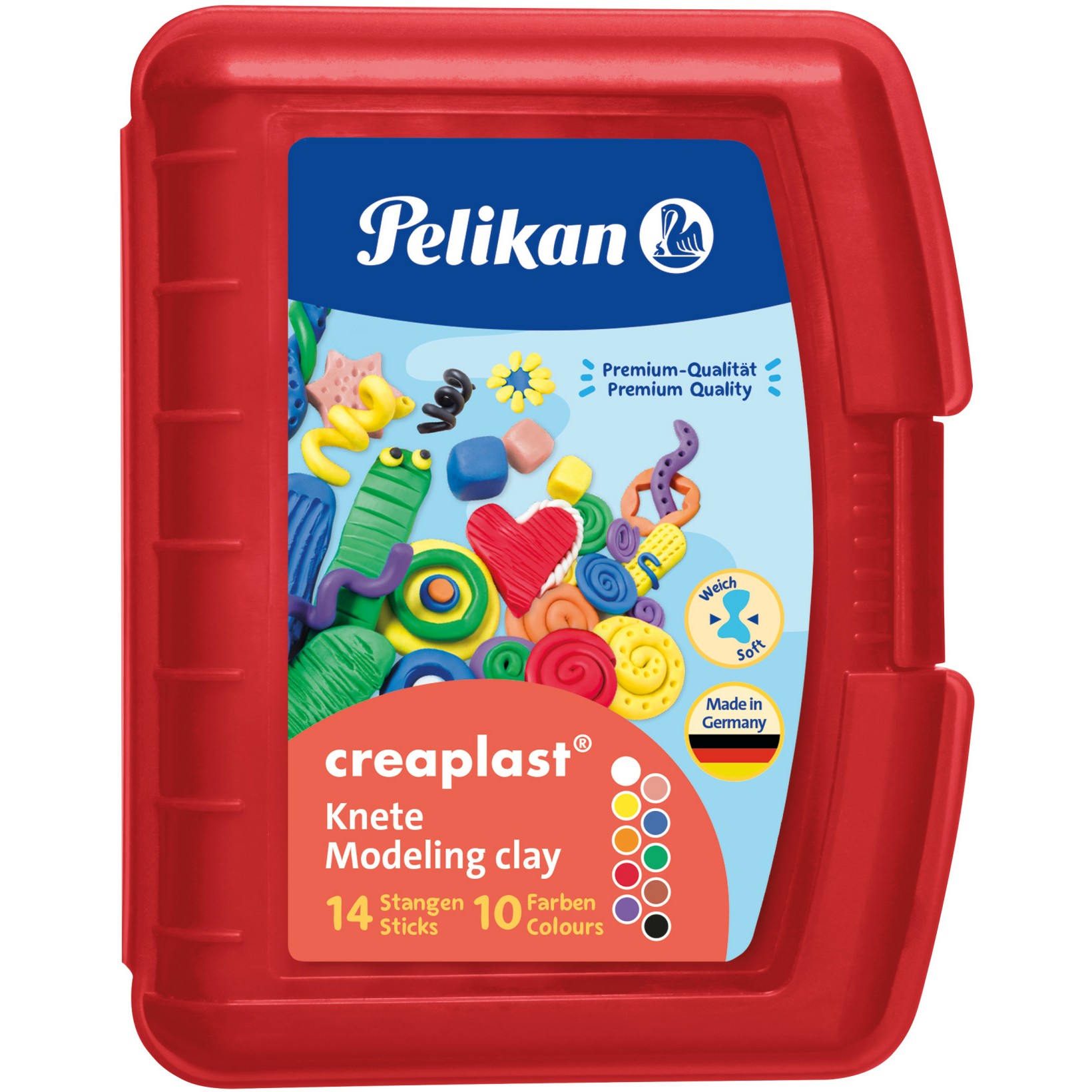 Pelikan Kinderknete Creaplast 10 Farben im roten Etui. 240g