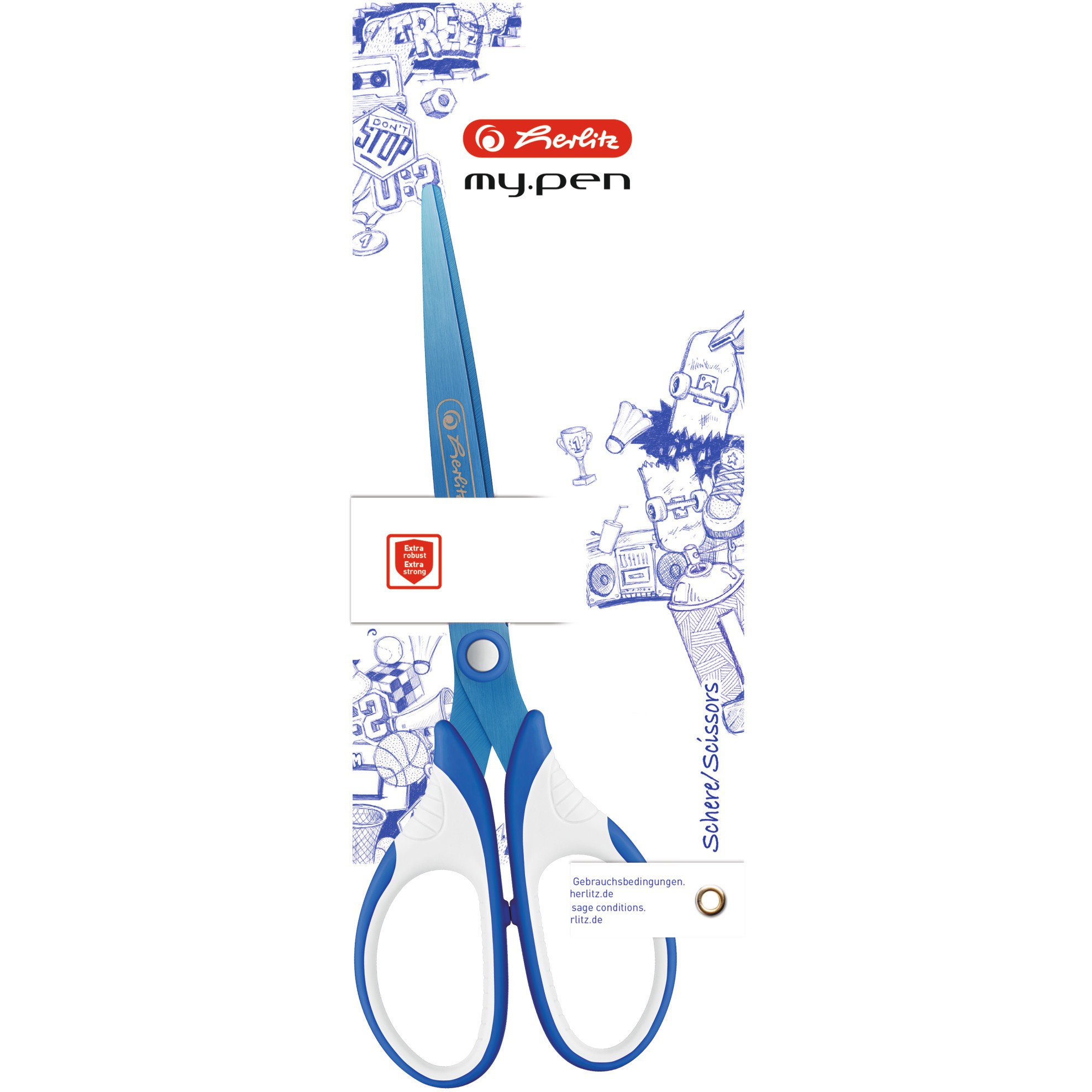 Herlitz Schere my.pen blau/weiß