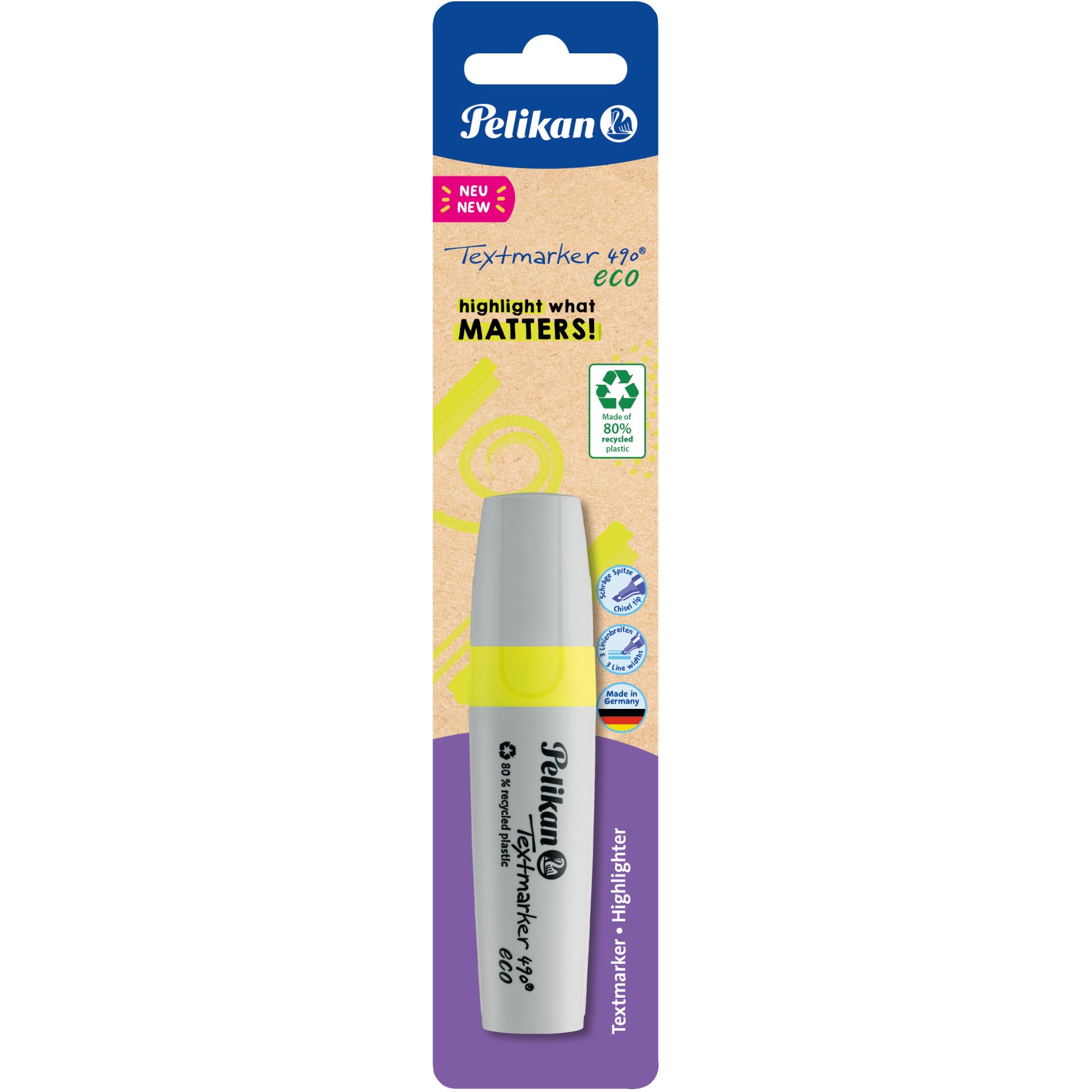 Pelikan Textmarker 490 eco 1 Stück auf Blister Neon-Gelb