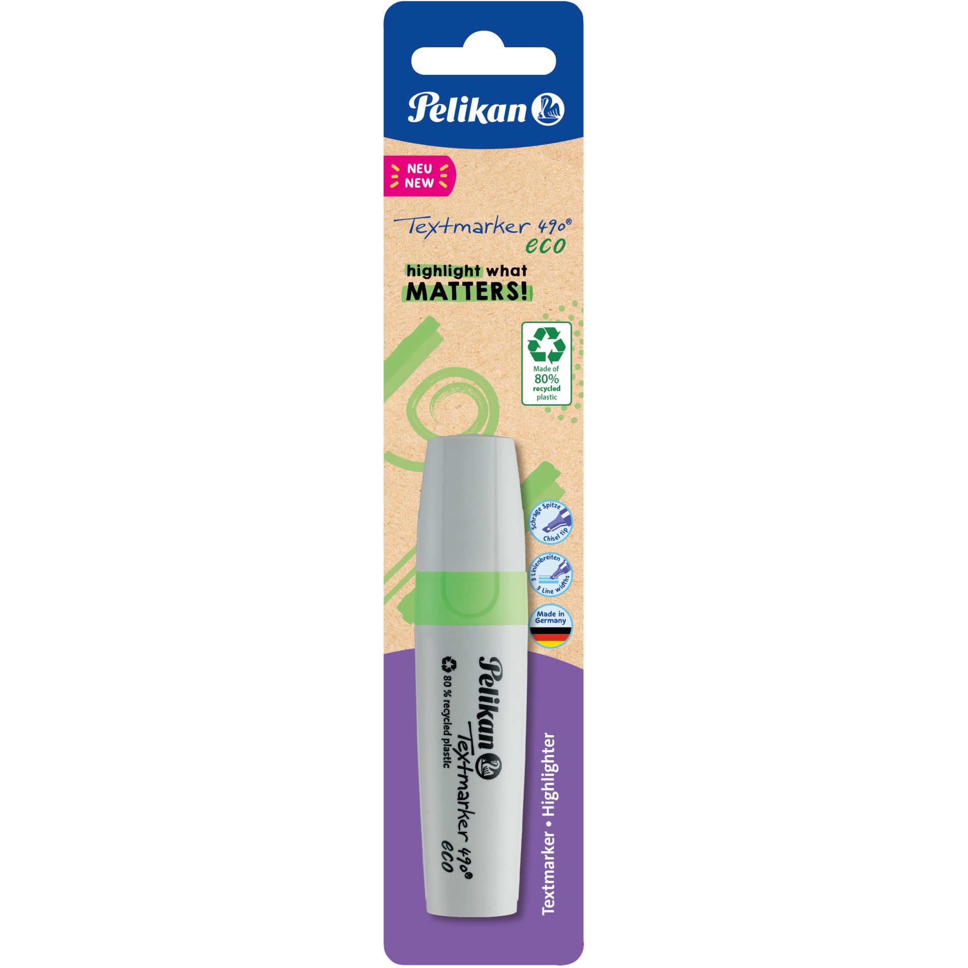 Pelikan Textmarker 490 eco 1 Stück auf Blister Neon-Grün