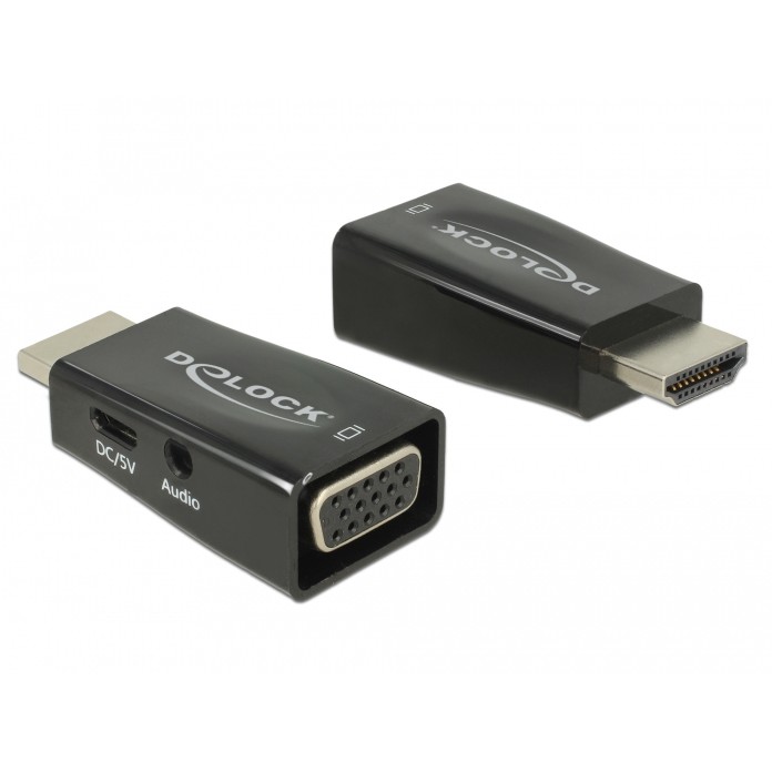 DELOCK Adapter HDMI-A Stecker > VGA Buchse mit Audio