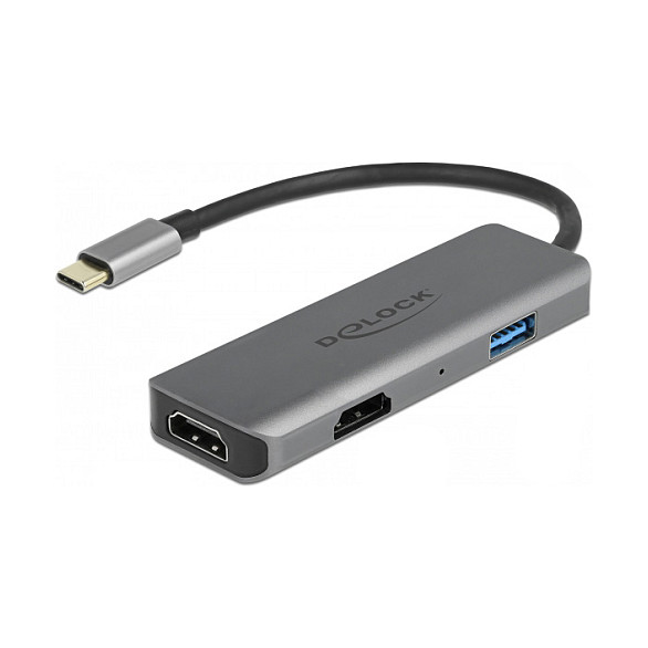 DELOCK USB Type-C zu Dual HDMI Adapter mit 4K 60Hz und USB Port