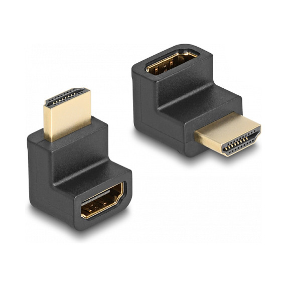 DELOCK High Speed HDMI with Ethernet Adapter Stecker zu Buchse gewinkelt 8K 60 Hz schwarz