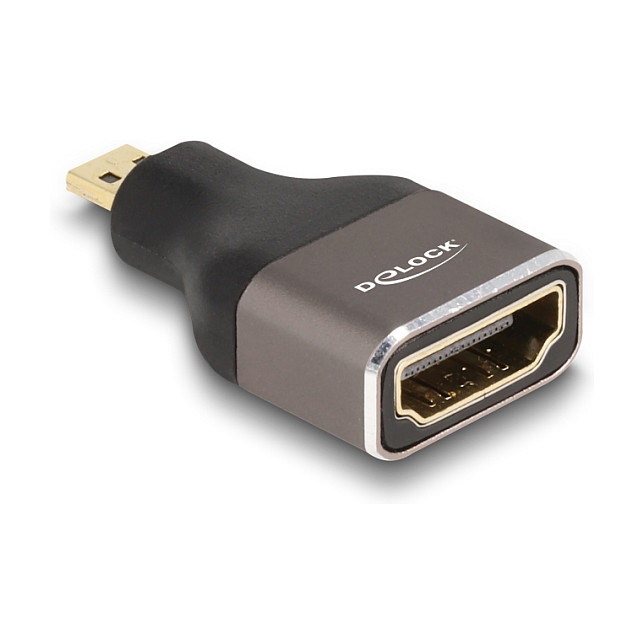 DELOCK HDMI Adapter Micro-D Stecker zu A Buchse 8K 60 Hz grau Metall