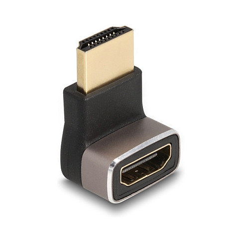 DELOCK HDMI Adapter Stecker zu Buchse 90 unten gewinkelt 8K 60 Hz grau Metall