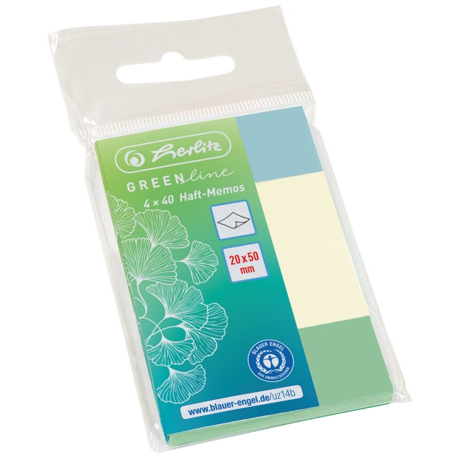 Herlitz PostIt s 20x50mm 4x40Bl. GREENline farblich sortier