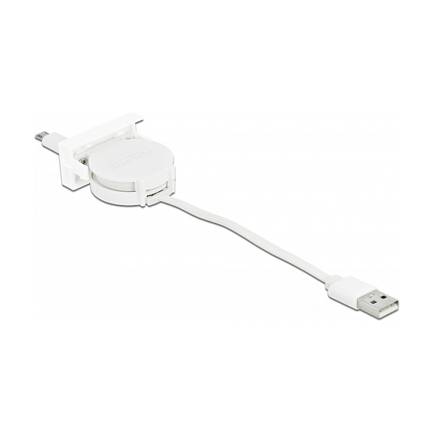 DELOCK Easy 45 Modul USB 2.0 Ausrollkabel USB Typ-A zu EASY-USB Typ Micro-B weiss