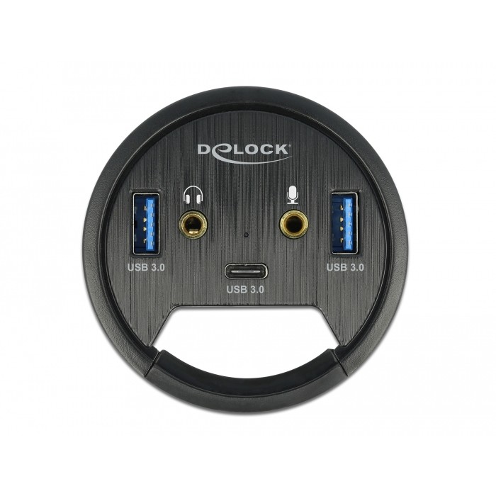 DELOCK 3 Port Tisch-Hub 1x USB Type-C und 2x USB Typ-A + HD-Audio Ports