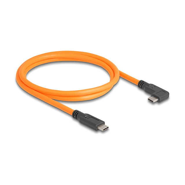 DELOCK USB 5 Gbps Kabel USB Type-C Stecker zu USB Type-C Stecker 90 gewinkelt fur Tethered Shooting 1m orange