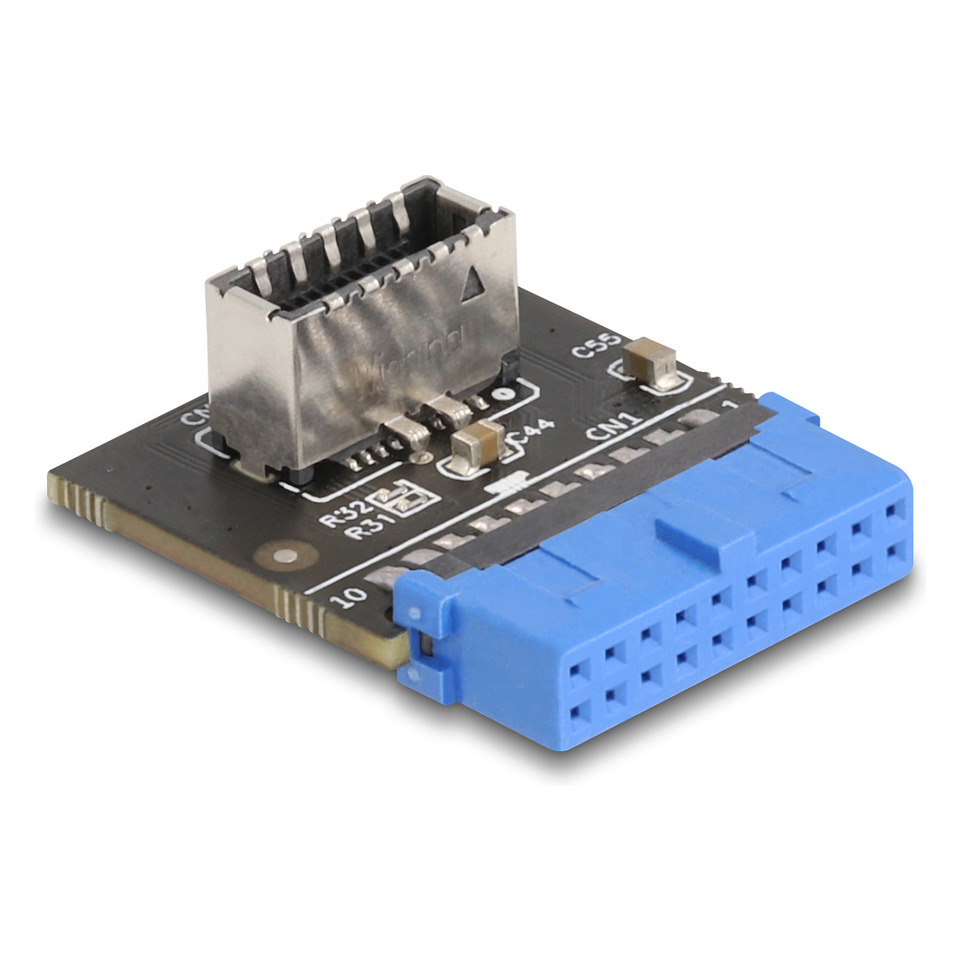 DELOCK USB 5 Gbps Adapter Pfostenbuchse zu intern USB Typ-E Key A Buchse gewinkelt