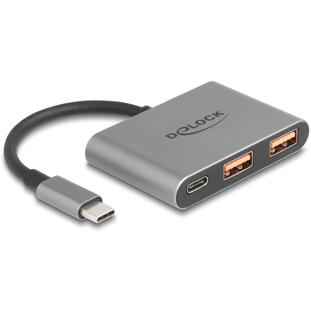 DELOCK 3 Port USB Hub 10 Gbps mit USB Type-C zu 1 x USB Type-C + 2 x USB Typ-A