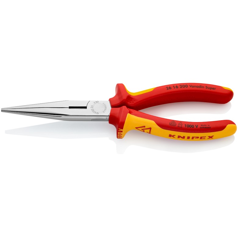 KNIPEX Flachrundzange mit Schneide verchromt 200 mm