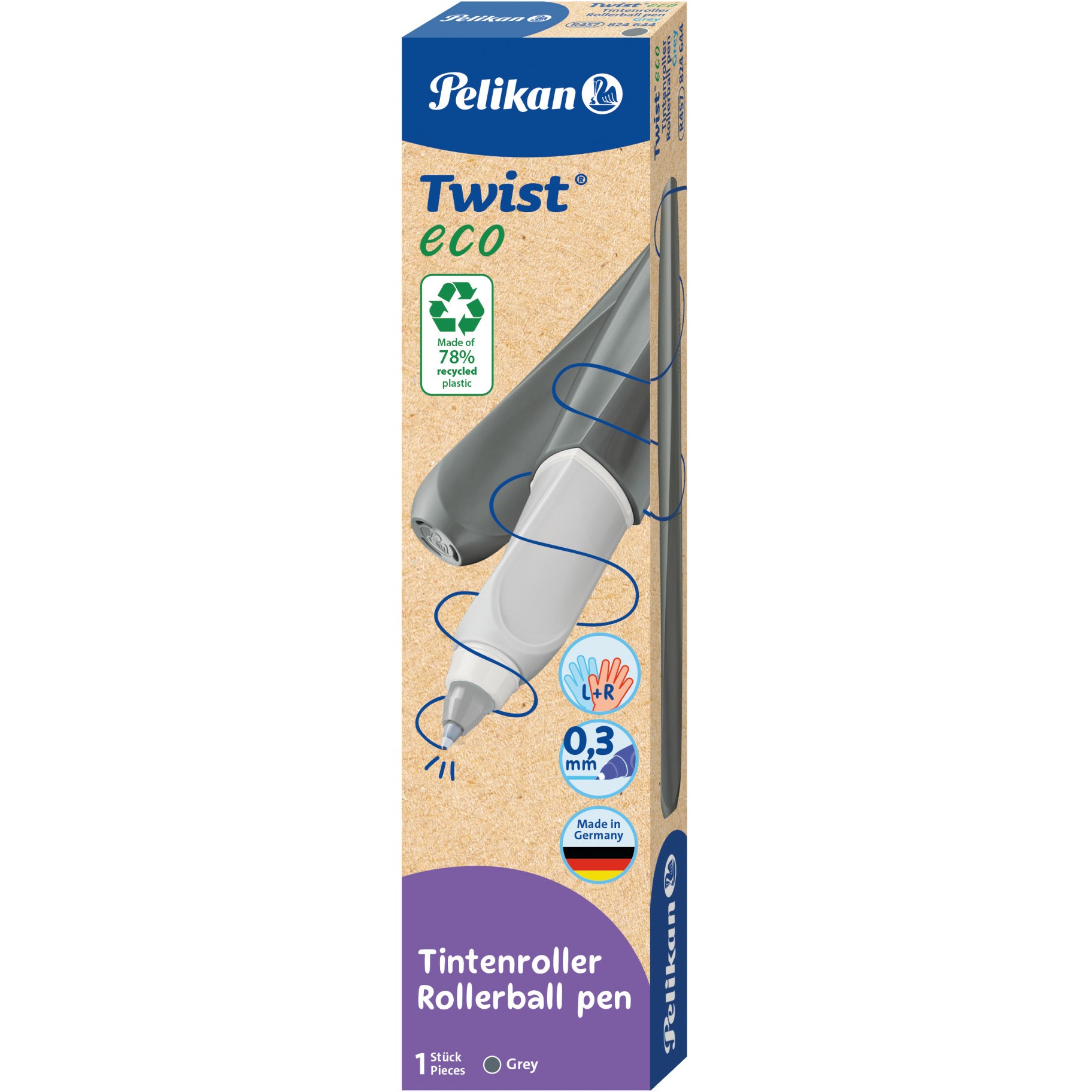 Pelikan Twist eco Tintenroller Rechts-und Linkshänder grau