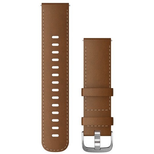 Garmin Ersatzarmband 22mm Leder Braun mit Naht/Silber Schnalle
