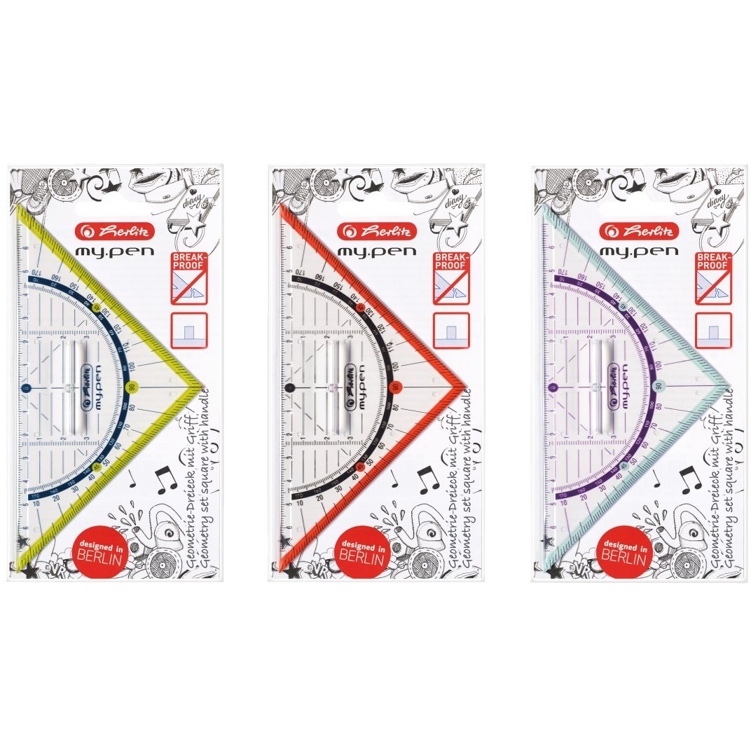 Herlitz Geometriedreieck my.pen 16cm m.Griff f.