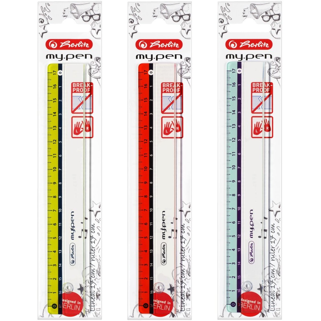 Herlitz Lineal my.pen 17cm farb.sort. 1er Blister
