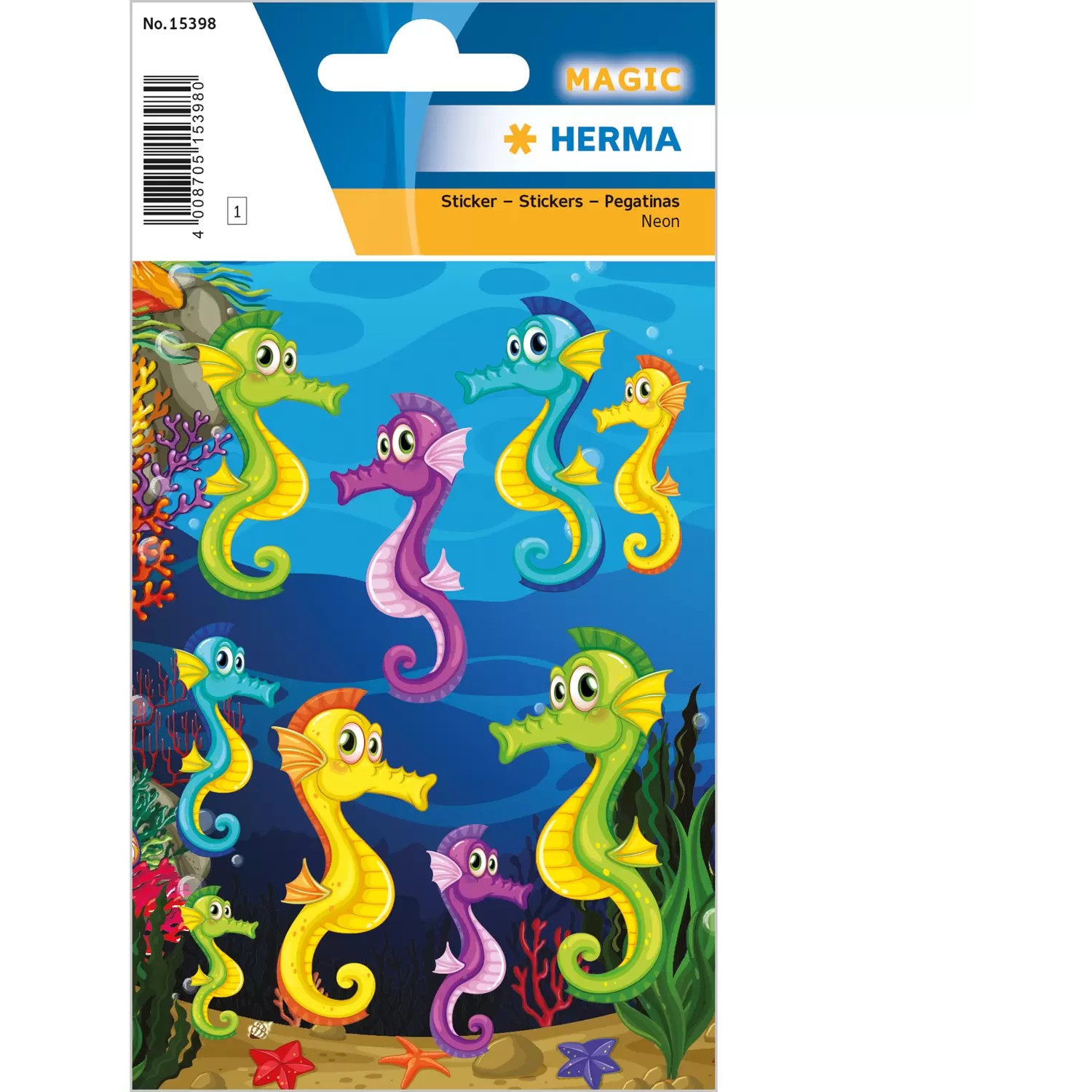 HERMA Sticker MAGIC Seepferdchen Neon